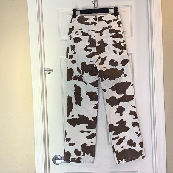 Princess Polly Be Wild Cowhide Print Denim Jeans Size 0 - Picture 10 of 10